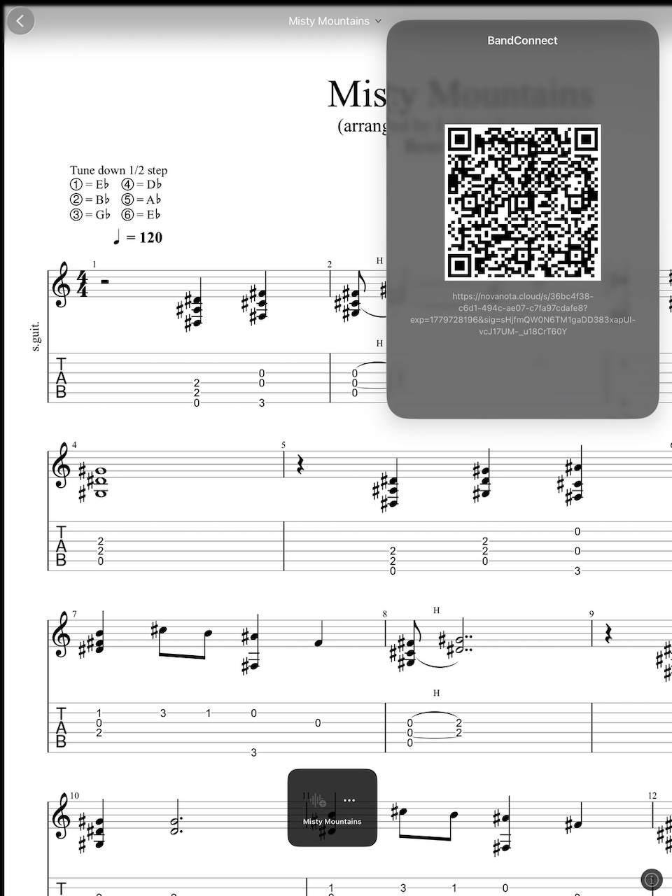 NovaNota BandConnect — QR code sharing straight from the PDF reader