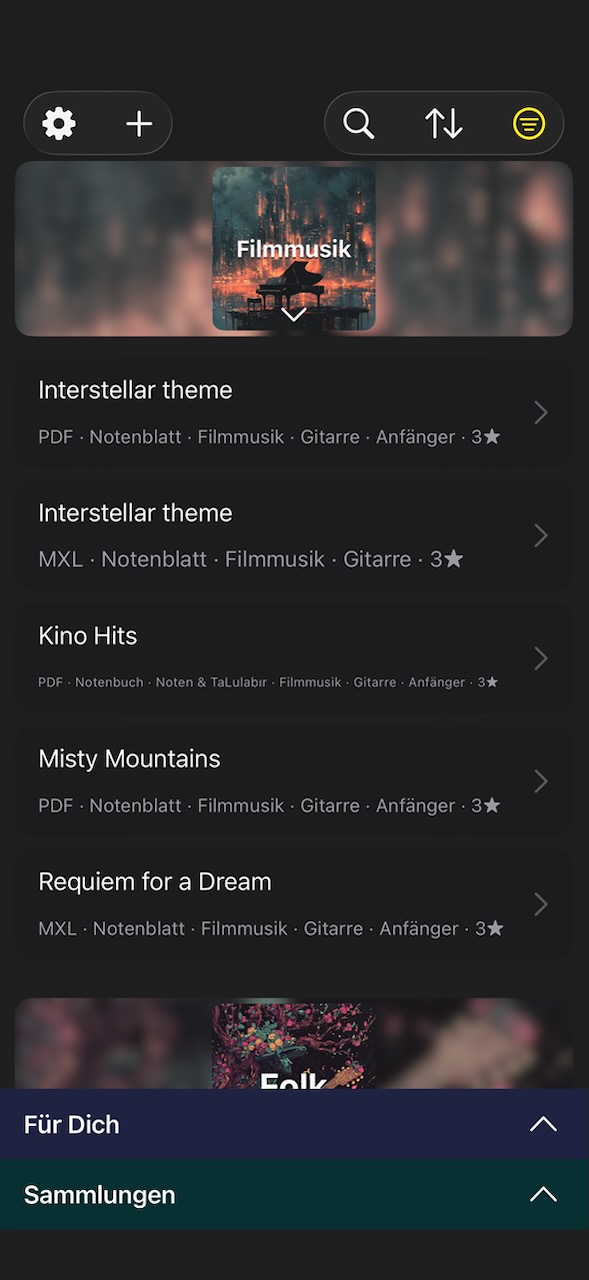 NovaNota in dark mode